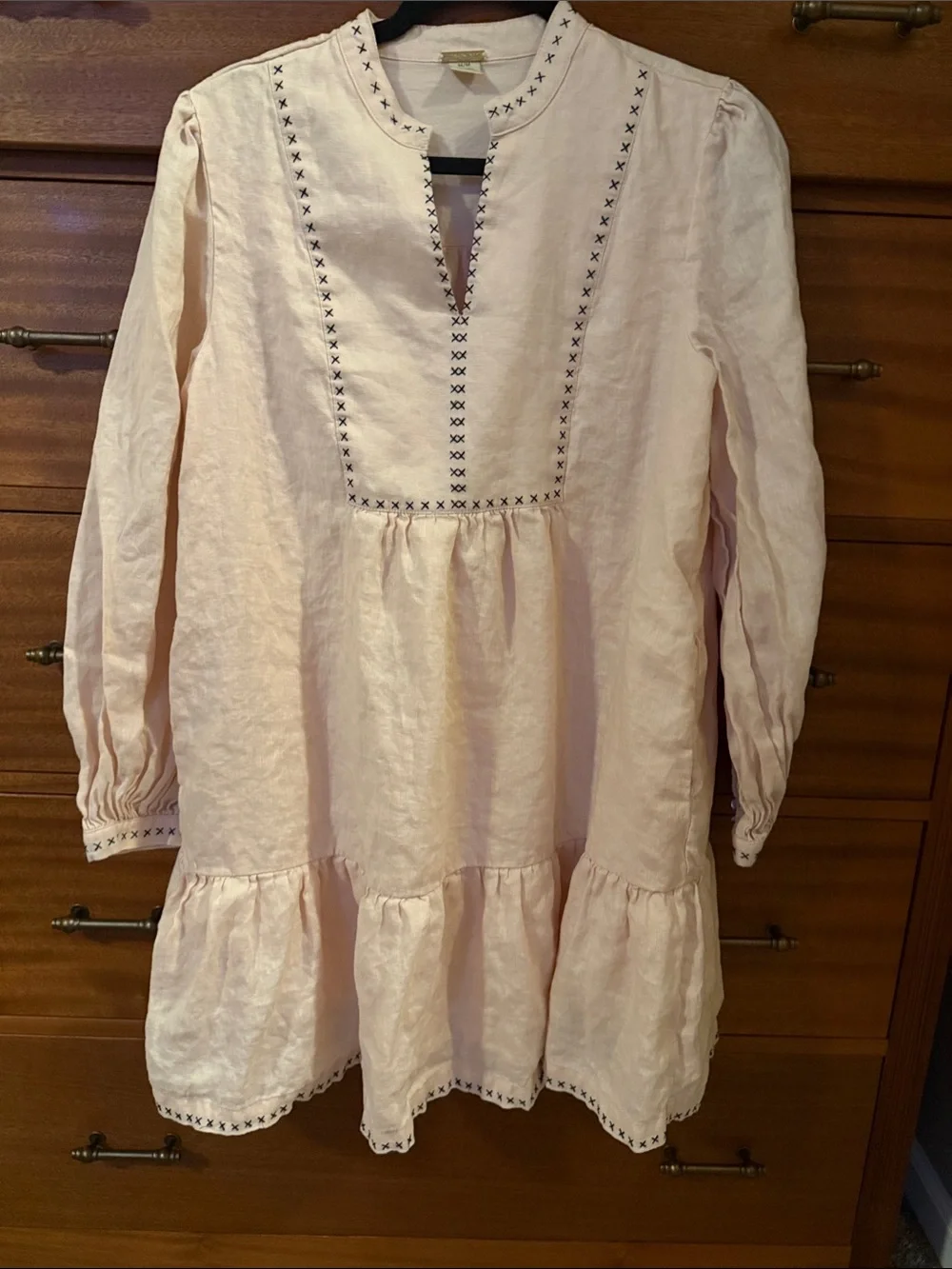 Magaschoni Light Pink Embroidered Tiered Tunic Dress